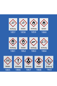 GHS-Etikette deutsch, 26x37 mm aus chemikalien- und wetterfester PVC-Folie....