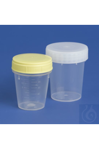 Proben-Becher PP 120 ml Deckel gelb leicht konisch, durchscheinend und mit...