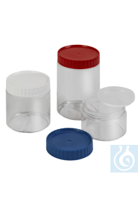 Verpackungsdose PETG 250 ml, Deckel rot Zylindrische, transparente Dosen mit...