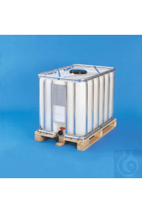 Palett-Container PE-HD 1000 lt naturfarbig, auf Holzpalette. Ein sehr...
