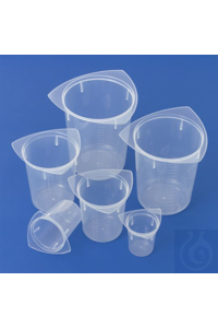 Dreiecks-Becher PP 50 ml mit drei tropfsicheren Ausgüssen. Aus sehr stabilem,...