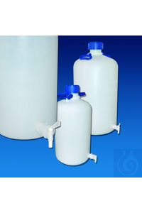 Flasche mit Auslaufhahn 5 l PE-HD natur/durchscheinend. Einfache Ausführung....