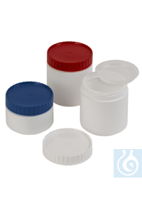 Verpackungsdose PE-HD 250 ml, Deckel rot Zylindrische Form, Farbe weiss....