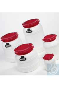 Weithalsfass PE-HD 3,6 lt weiss, mit rotem Schraubverschluss. Geeignet für...