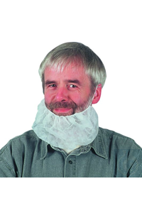Bartmasken, weiss, Vlies Einweg-Bartmaske mit elastischem Gummizug.