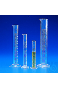 Messzylinder PMP 10 ml Hohe Form, kristallklar, mit erhabener Skala....