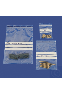Druckverschlussbeutel PE-LD 50x75 mm Mit drei weissen Beschriftungsstreifen,...