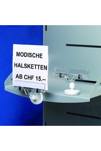 Etikettenhalter Klemme gefertigt aus transparentem Kunststoff., 75 mm breit,...
