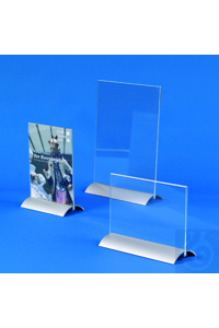 Schilderhalter Alu A5 quer Eleganter Sockel aus Alu silber eloxiert, mit...