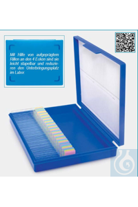 Objekträgerkasten-PP-Schnappverschluss-für 25 Objektträger-blau Objektträgerbox mit Deckel, PP,...