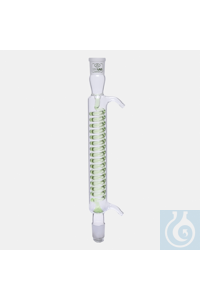 SLANGENKOELER-BORO GLAS OLIJF-400 MM- HÜSLE NS 29/32-KERN NS 29/32 Spiraalkoeler , glazen arm,...