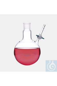 STIKSTOF RONDBODEMKOLF-NS 29/32 -HOEKIGE ZIJARM MET PTFE STOPKRAAN-1000 ML Rondbodemkolf met...