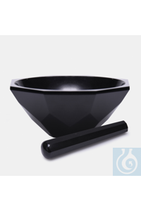 AGAAT VIJZEL MET STAMPER-ZWART-210 ML -AD = 125 ± 3 MM Mortel, agaat, zwart, standaard diepte,...