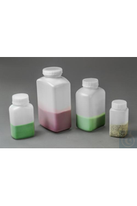 Bel-Art Polystormor Square Edge, Wide-Mouth 125ml (4oz) Polyethylene Bottles;...