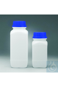 Bel-Art Vierkante Polyethyleen Flessen van 500ml; Polypropyleen Dop, 53mm...
