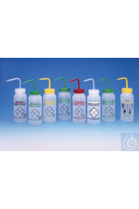 SP Bel-Art Safety-Vented / Labeled 2-ColorAcetone Wide-Mouth Wash Bottles;...