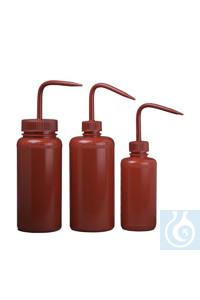 Bel-Art Red 250ml (8oz) Polyethylene Wash Bottles; Polypropylene Cap, 28mm...