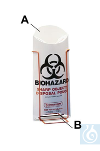 Bel-Art Biohazard Sharp Object Safety Pouches; 5¹/2 x 13 in., 10 mil Thick,...