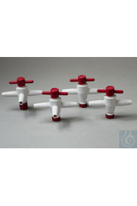 SP Bel-Art Three-Way Stopcock for ¼ in. to ? in.Tubing; 4mm Bore, PTFE SP...