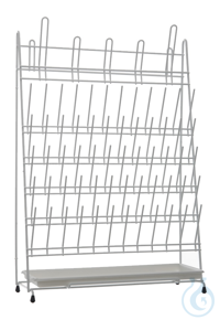 Draining rack, PVC coated, 420x160x610mm, for 65 test tubes and flasks, with drip pan