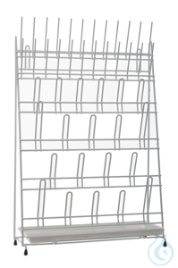 Draining rack, PVC coated, 420x160x610mm, for 44 test tubes and flasks, with drip pan