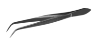 Forceps sharp 18/10 steel, round bent, L=145mm