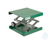 Labolift alu, groen, 100 x 100 mm, met draaiknop, hefbereik 55-120 mm Labo heftafel alu, groen,...