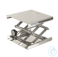 Labolift inox 18/10, 200 x 200 mm, draaiknop, bereik 60-275 mm Labo heftafel roestvrij staal...