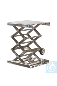 Labolift inox 18/10 MAXI, 160 x 130 mm, draaiknop, bereik 75-400 mm Labo heftafel uit roestvrij...