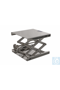 Hefplateau 18/10 staal met metalen knop, 200x200nn, slag 60-275mm Hefplatform 18/10 staal,...