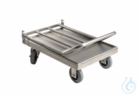 Laboratory cart 4, 18/10 steel, collapsible, surface matt finish, robust pushing handle, 2 guide...