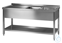 Wastafel met werkvlak links inox 18/10, afloop 1,5 inch Gootsteen met werkvlak links roestvrij...