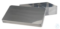 Bandeja p. instrumental c. tapa, 18/10 acero inox., 215x100x50mm