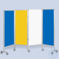 Wandschirm 4-flügelig, fahrbar, Farbe: blau/gelb/weiß/blau (Strecke)...