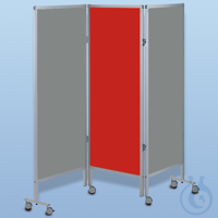 Wandschirm 3-flügelig, fahrbar, Farbe: grau/rot/grau (Strecke) Wandschirm...