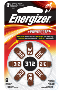 Energizer Batterie Typ 312 1,4 V für Hörgeräte (8 Stck.) #E301431801#  EAN:...