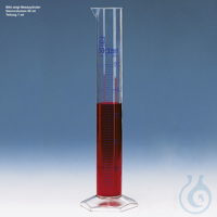 Messzylinder, hohe Form, Klass A, PMP, 500 ml : 5 ml, blaue Graduierung VE =...