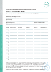 Protokollvordruck für Erythrocyten -kostenlos- Protokollvordruck für...