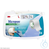 3M Micropore Vliespflaster weiß, 2,5 cm x 5 m, mit Abroller Pack = 6 Stck. 3M...