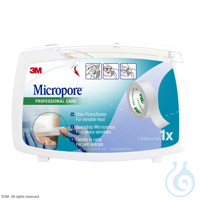 3M Micropore Vliespflaster weiß, 1,25 cm x 5 m, mit Abroller Pack = 6 Stck....