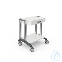 doppio 45 Basiswagen weiß, mit 2 Ablage- platte, 1 Schublade Griff grau,...