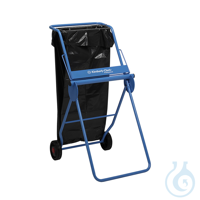 Fahrbarer Bodenständer für Großrollen, aus Metall, blau, mit Abfallsammler...