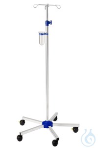 Infusionsständer verchromt mit Beschwerung, Doppellaufrollen Ø 50 mm mit...