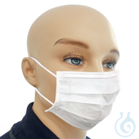Einmal-Mundschutz weiß, mit runden, latexfreien Ohrschlaufen (50 Stck.) UK =...