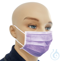 Einmal-Mundschutz lila, mit runden, latexfreien Ohrschlaufen (50 Stck.) UK =...