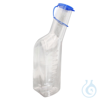 Urinflasche für Männer, eckig, langer Hals (Polycarbonat) glasklar mit blauem...
