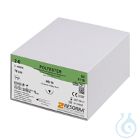 POLYESTER HS 18 2/0=3 grün geflochten, Nahtmaterial Fadenlänge 75 cm (36...