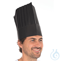 Kochmützen Le Grand Chef, schwarz, 25 cm | Viskose gelegte Dekorfalten...