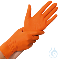 Nitrilhandschuhe Power Grip, orange, Gr. 8/M | puderfrei Nitrilhandschuhe...