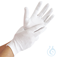 Baumwollhandschuhe Blanc Doubled, weiß, Gr. 10/XL mit Schichtel, Finger und...